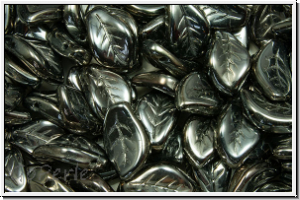Bl�tter, 9x14mm, gewellt, side-drilled, crystal, trans., full chrome, 10 Stk.