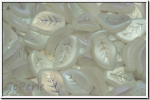 Bl�tter, 9x14mm, gewellt, side-drilled, crystal, trans., full AB, matte, 10 Stk.