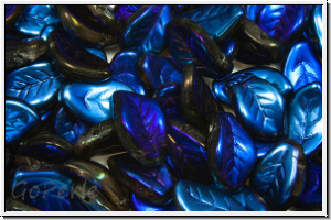 Bl�tter, 9x14mm, gewellt, side-drilled, crystal, trans., full azuro, 10 Stk.