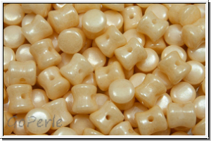 Diabolo-Beads, 5x5mm, white, op., champagne luster, 25 Stk.