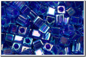 SB-03-0353, MIYUKI Squares, 3mm, blue, trans., violet-ld., AB, 10g