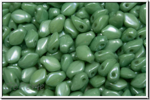 Gekko�-Beads, 3x5mm, white, op., green marbled, 50 Stk.