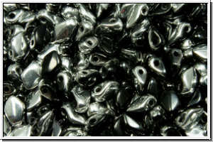 Gekko�-Beads, 3x5mm, black, op., half silver, 50 Stk.