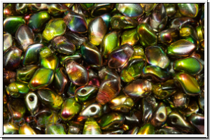 Gekko�-Beads, 3x5mm, crystal, trans., magic olivine, 50 Stk.