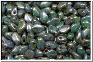 Gekko�-Beads, 3x5mm, white, op., blue/brown marbled, 50 Stk.