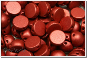 2-Loch-Cabochon, 6mm, lava red, met., satin, 20 Stk.