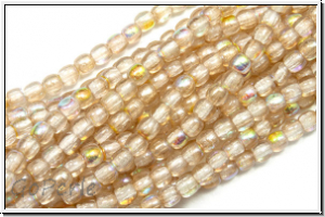 b�hm. Glasperle, rund, 2mm, crystal, trans., lemon AB, 1 Strang