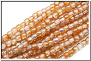 b�hm. Glasperle, rund, 2mm, crystal, trans., orange AB, 1 Strang