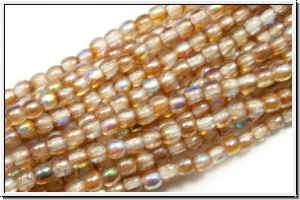 b�hm. Glasperle, rund, 2mm, crystal, trans., brown AB, 1 Strang