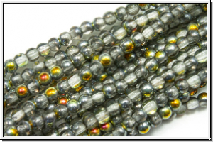 b�hm. Glasperle, rund, 2mm, crystal, trans., half marea, 1 Strang