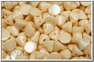 Button�-Beads, 4mm, white, op., champagne luster, 50 Stk.