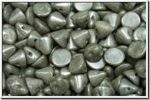 Button�-Beads, 4mm, white, op., grey marbled, 50 Stk.