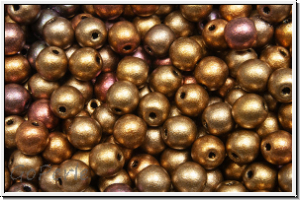 b�hm. Glasperle, rund, 4mm, bronze, met., satin, iris., 50 Stk.