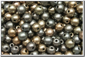b�hm. Glasperle, rund, 4mm, zink, met., satin, iris., 50 Stk.