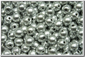 b�hm. Glasperle, rund, 4mm, silver, met., satin, 50 Stk.