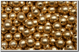 b�hm. Glasperle, rund, 4mm, gold, met., satin, 50 Stk.