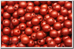 b�hm. Glasperle, rund, 4mm, lava red, met., satin, 50 Stk.