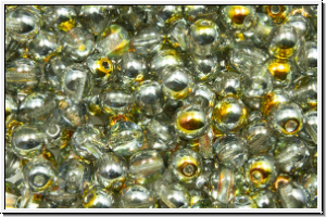 b�hm. Glasperle, rund, 4mm, crystal, trans., half marea, 50 Stk.