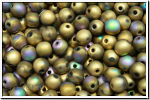 b�hm. Glasperle, rund, 4mm, crystal, trans., glittery amber, matte, 50 Stk.