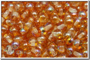 b�hm. Glasperle, rund, 4mm, crystal, trans., orange AB, 50 Stk.