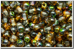 b�hm. Glasperle, rund, 4mm, crystal, trans., magic copper, 50 Stk.