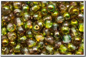 b�hm. Glasperle, rund, 4mm, crystal, trans., magic olivine, 50 Stk.