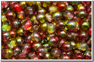 b�hm. Glasperle, rund, 4mm, crystal, trans., magic autumn, 50 Stk.