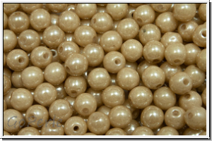 b�hm. Glasperle, rund, 4mm, white, op., latte luster, 50 Stk.