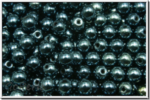 b�hm. Glasperle, rund, 4mm, black, op., full celsian, 50 Stk.