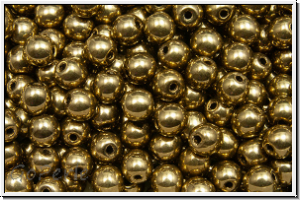 b�hm. Glasperle, rund, 4mm, 24kt goldbronze, met., 50 Stk.