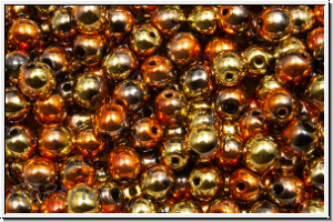 b�hm. Glasperle, rund, 4mm, black, op., california gold rush, 50 Stk.