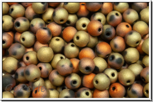 b�hm. Glasperle, rund, 4mm, black, op., california gold rush, matte, 50 Stk.