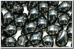 Drop Beads, 6x9mm, hematite, met., 20 Stk.