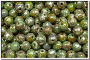 b�hm. Glasperle, rund, 4mm, baby blue, op., silver picasso, 50 Stk.