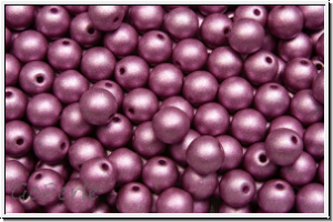 b�hm. Glasperle, rund, 4mm, white, alabaster, magenta met. matte, 50 Stk.