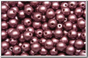 b�hm. Glasperle, rund, 4mm, white, alabaster, burgundy pastel, 50 Stk.
