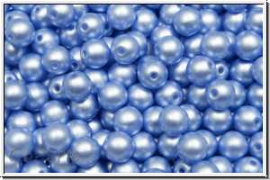 b�hm. Glasperle, rund, 4mm, white, alabaster, lt. sapphire pastel, 50 Stk.