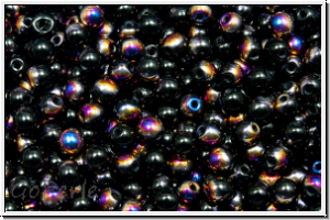 b�hm. Glasperle, rund, 3mm, black, op., half sliperit, 50 Stk.