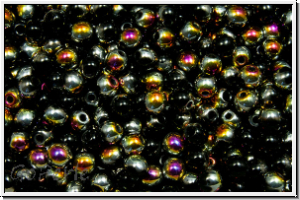 b�hm. Glasperle, rund, 3mm, black, op., half marea, 50 Stk.