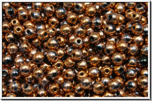 b�hm. Glasperle, rund, 3mm, black, op., full capri gold, 50 Stk.