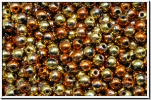 b�hm. Glasperle, rund, 3mm, black, op., california gold rush, 50 Stk.