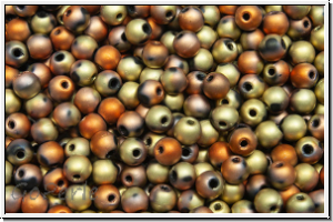 b�hm. Glasperle, rund, 3mm, black, op., california gold rush, matte, 50 Stk.