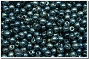 b�hm. Glasperle, rund, 3mm, black, op., full celsian, 50 Stk.