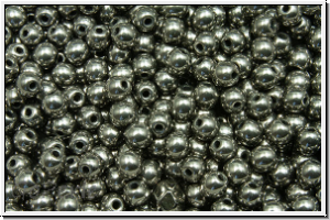b�hm. Glasperle, rund, 3mm, black, op., full chrome, 50 Stk.