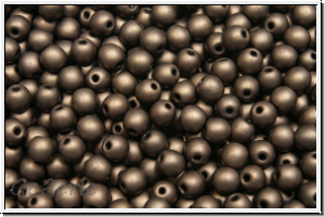 b�hm. Glasperle, rund, 3mm, brown, met., antique, 50 Stk.