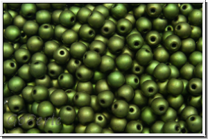 b�hm. Glasperle, rund, 3mm, green, met., matte, 50 Stk.
