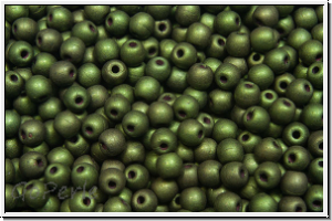b�hm. Glasperle, rund, 3mm, green, met., luster, matte, 50 Stk.
