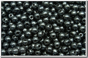 b�hm. Glasperle, rund, 3mm, black, op., full silver chrome, 50 Stk.