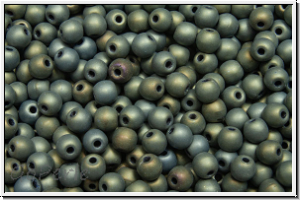 b�hm. Glasperle, rund, 3mm, brown, met., matte, iris., 50 Stk.