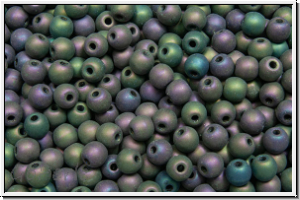 b�hm. Glasperle, rund, 3mm, purple, met., matte, iris., 50 Stk.